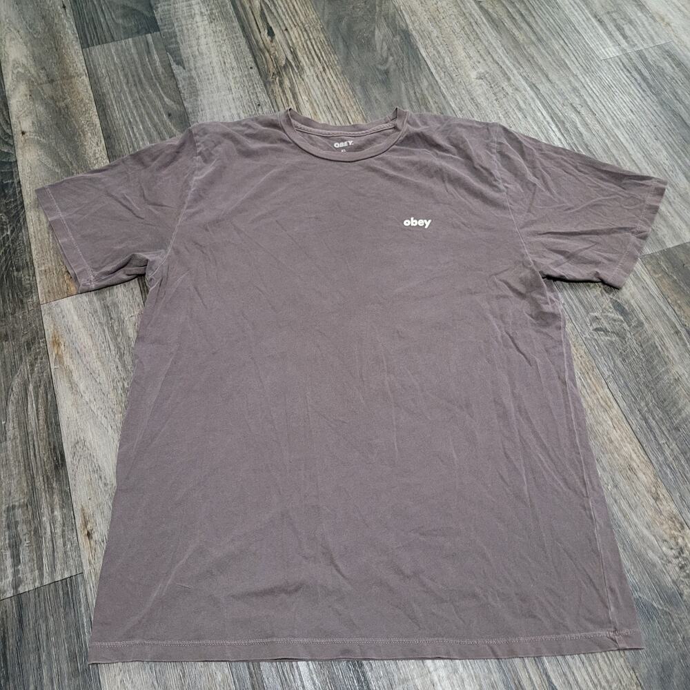 Obey Shirt Mens XL Brown Eyes Icon Box Logo Graphic Tee Skate Streetwear
